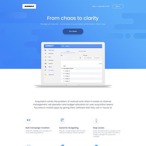 Crisp design with the title 'AIO Landing Page'