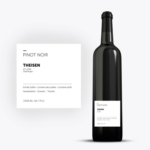 Pinot noir label with the title 'Wine Label Pinot Noir THEISEN'