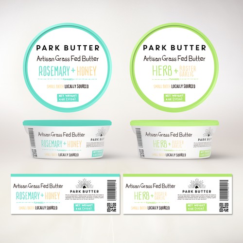 Hand-drawn label with the title 'Product label design butter flavored'