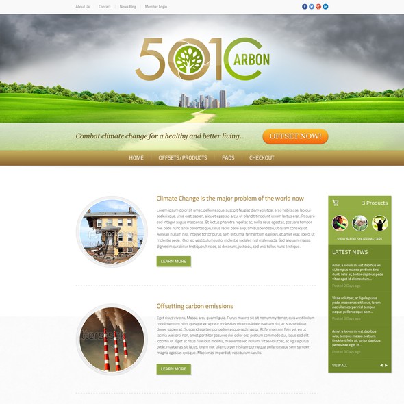 Climate change design with the title '501Carbon: Web Design'