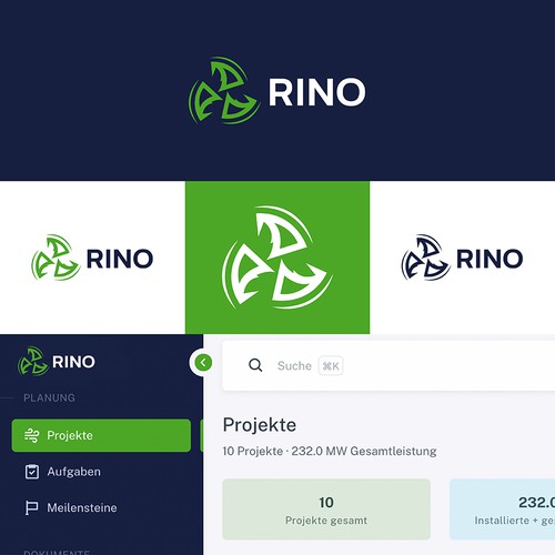 Rhino logo with the title 'Rhino with Turbine Logo'