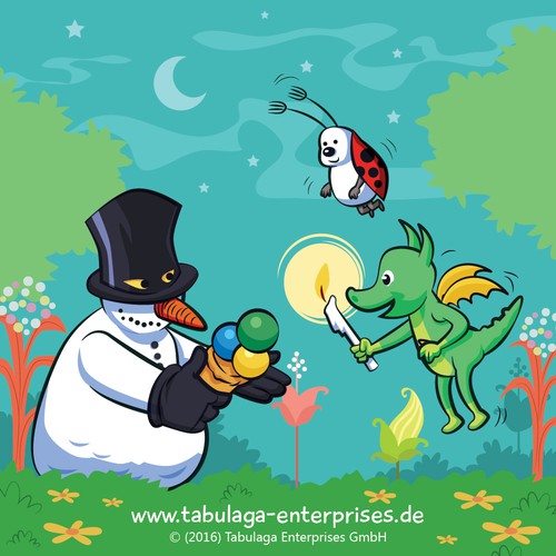 Christmas artwork with the title 'snowman with dragon'