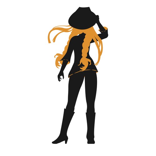 Silhouette artwork with the title 'Cowgirl character'