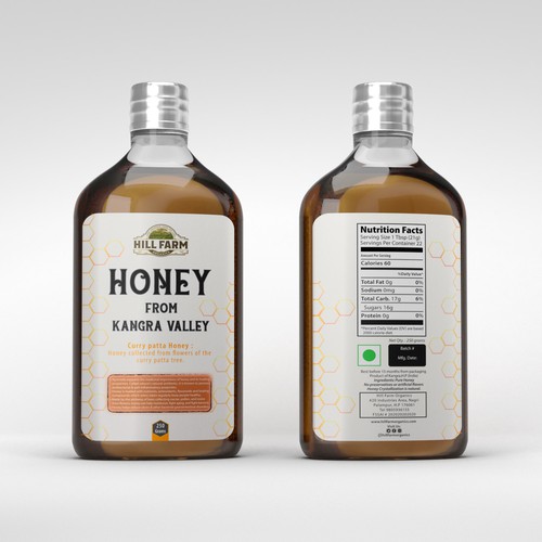 Silver label with the title 'Honey Bottle'