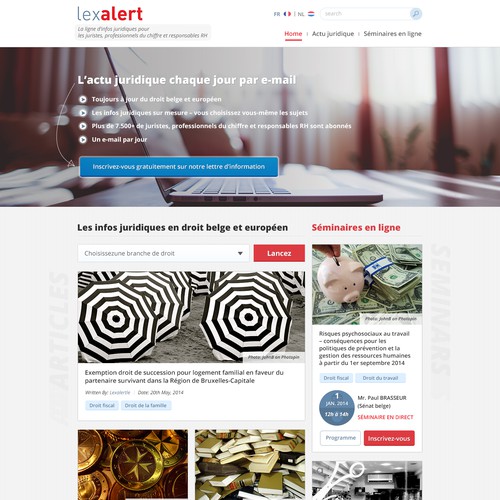Blog website with the title 'Design a website for the legal newswire Lexalert'