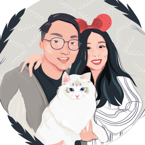 Cartoon artwork with the title 'Cat Family'