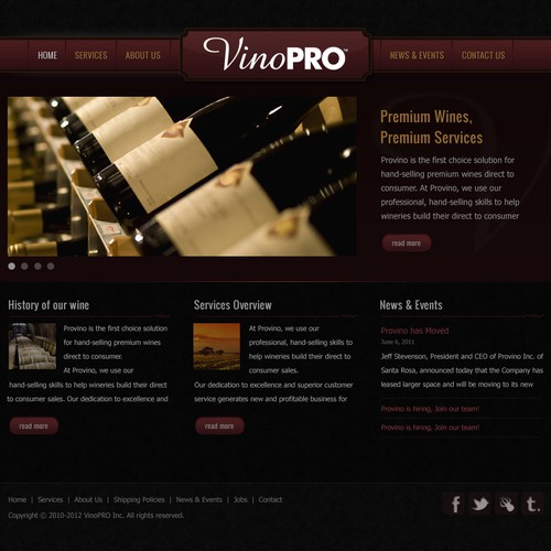 Wine website with the title 'WINE SITE!! VinoPRO website design'