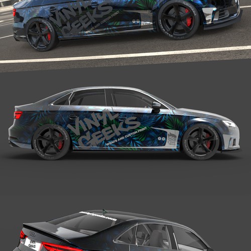 Vinyl wrap design with the title 'Car wrap - Vinyl Geeks'