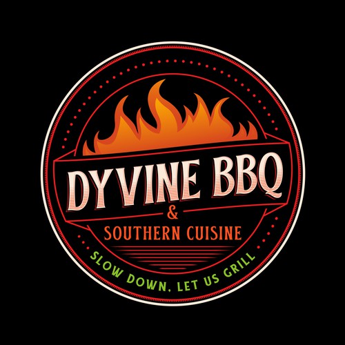 Ribs logo with the title 'Dyvine BBQ & Southern Cuisine'