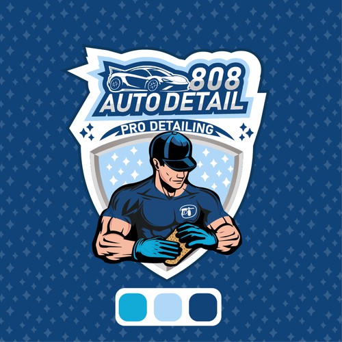 Car brand with the title 'maskot logo design for detailing auto bussiness'