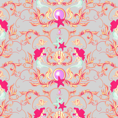Shell design with the title 'Versace inspired mermaid pattern'