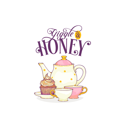 Teapot design with the title 'Giggle + Honey'