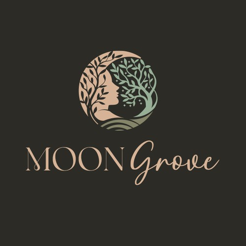 Tree and church logo with the title 'moon grove logo'