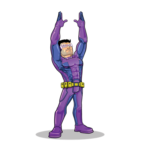 Technology illustration with the title 'TechHero Mascot Design'