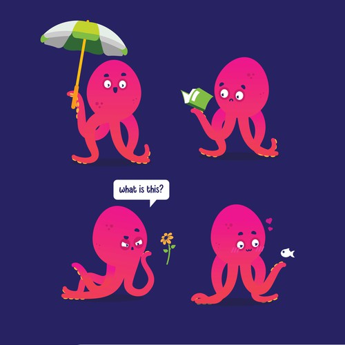 Octopus artwork with the title 'Curious Octopus Mascot/Character'
