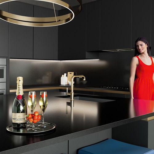 3ds Max design with the title 'Kitchen, close up'