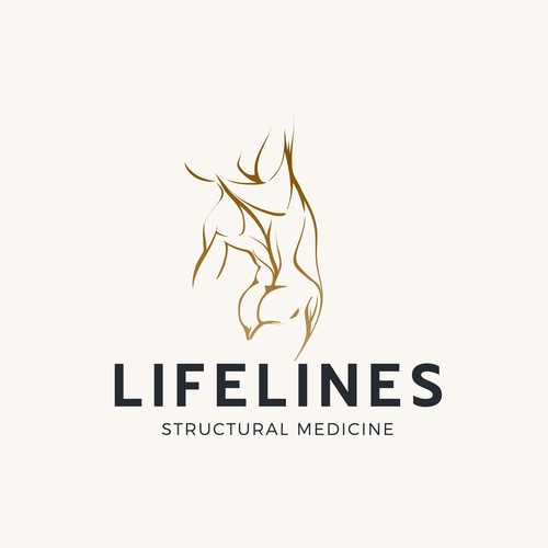 Medical logo with the title 'Silhouette drawing logo for Lifelines-structural medicine'