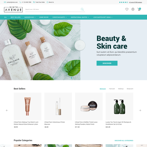 White-space website with the title 'Ecommerce website for a global cosmetics brand'