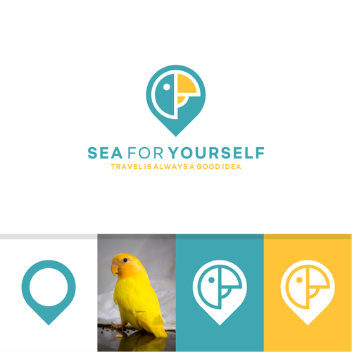 Pin logo with the title 'Pin Location With Parrots'