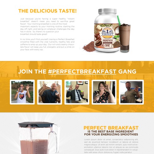 Yellow website with the title 'Perfect Breakfast'