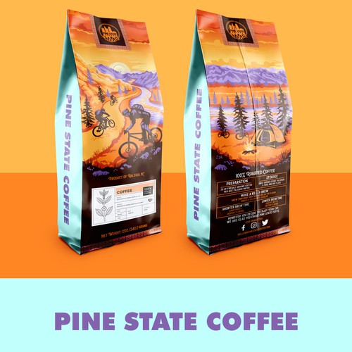 Coffee shop design with the title 'Pine State Coffee'