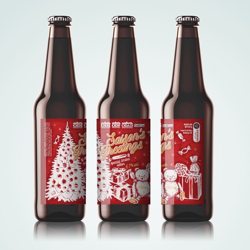 Chalk design with the title 'Christmas Holiday Beer Label'