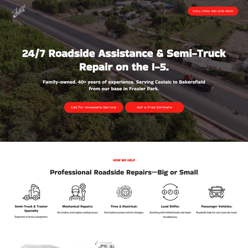 Design with the title 'Lebec Roadside Assistance Design'