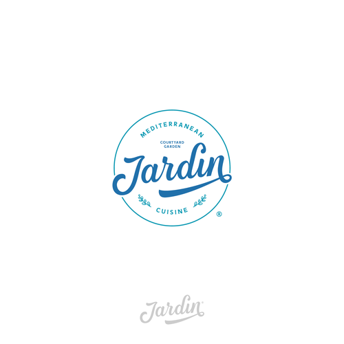 Wordmark logo with the title 'Logotype + badge design for Jardin'