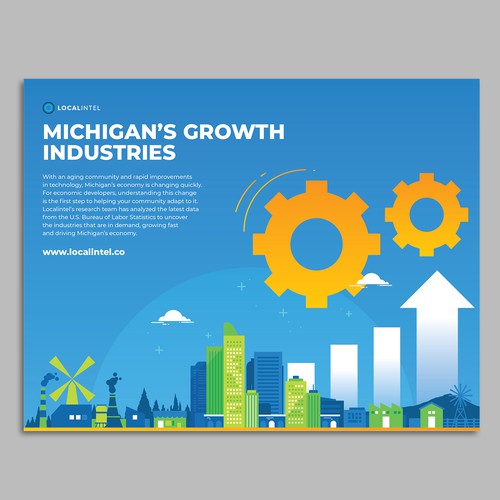 Statistics design with the title 'Infographic brochure for localintel'