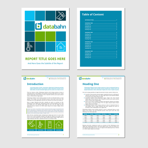 Word design with the title 'Report template designed in Microsoft Word'