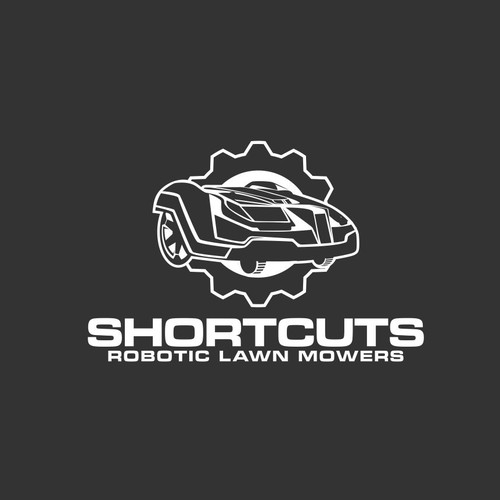 Sci-fi logo with the title 'ROBOTIC LAWN MOWERS'