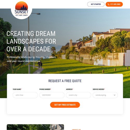 New design with the title 'Landscaping Company Landing Page'