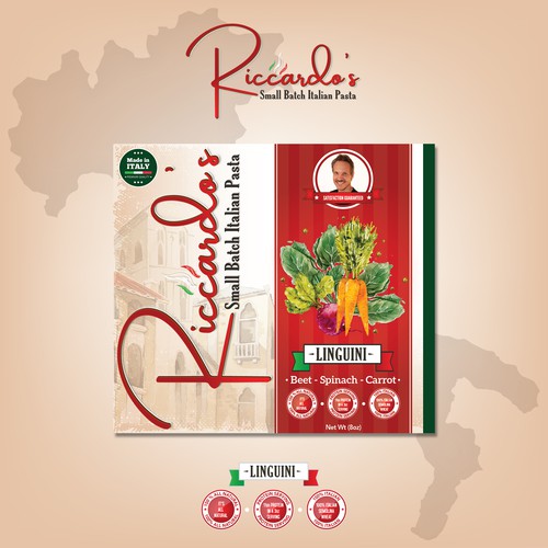 Food packaging label with the title 'Label for Pasta Package.'
