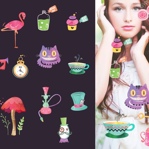 Clock design with the title 'Alice in Wonderland  '