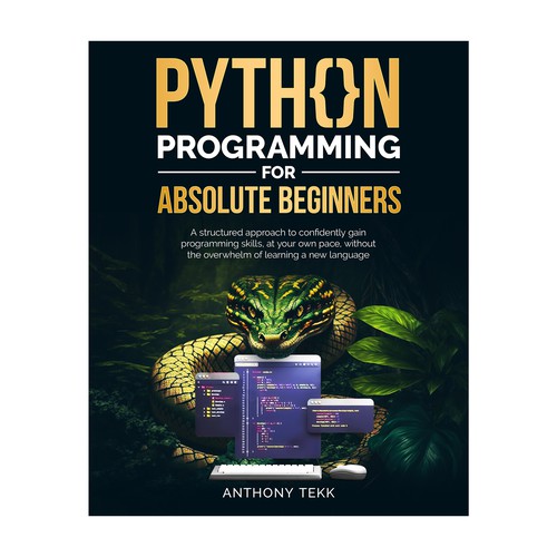 Python design with the title 'Python Programming for Absolute Beginners'