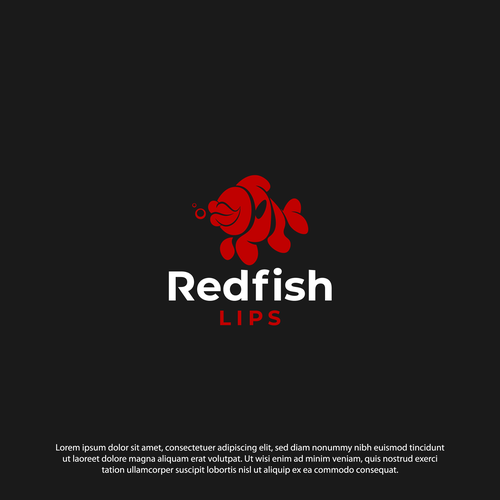 Fat logo with the title 'Redfish lips logo design'
