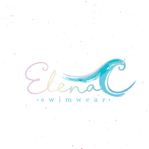 Abstract wave logo with the title 'Elena C. swimear'