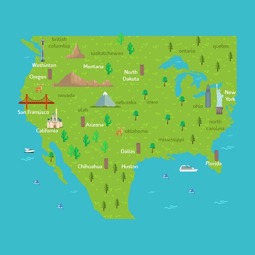 USA artwork with the title 'travel maps concept'