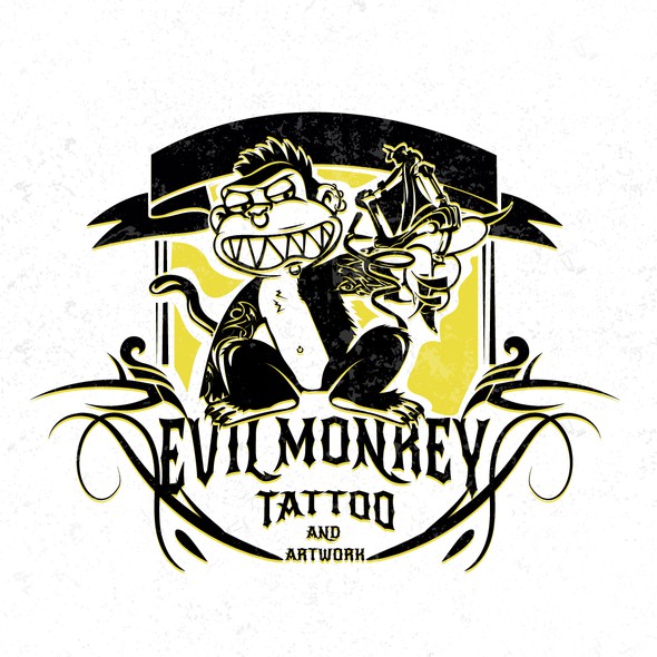 Evil logo with the title 'Evil Monkey Tattoo'