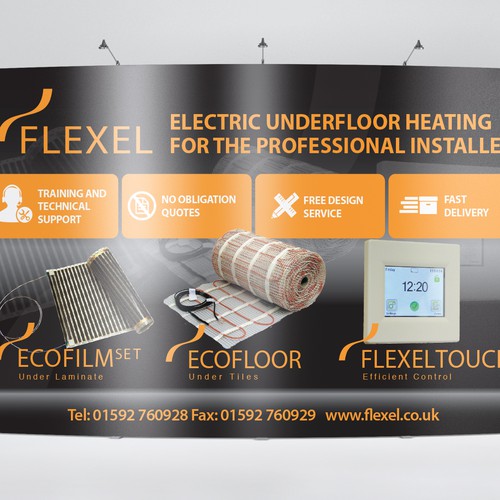 Trade show design with the title 'Banner for Flexel International'