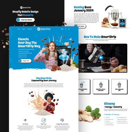 Shopify design with the title 'Coffee Shopify Website '