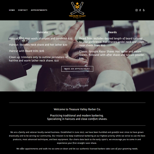 Barber design with the title 'Treasure Valley Barber Co.'