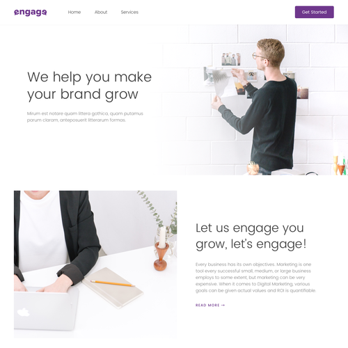 Purple website with the title 'Homepage Concept for Digital Marketing Website'