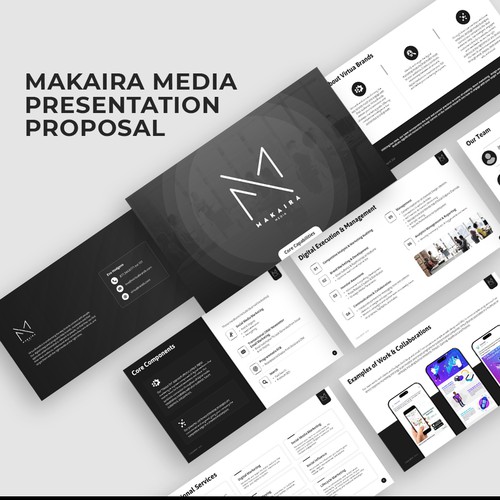 Agency design with the title 'PowerPoint Deck for Makaira Media'