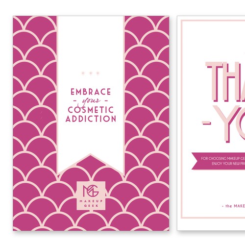 Thank you design with the title 'Create a deco-inspired Thank You Card for Makeup Geek'