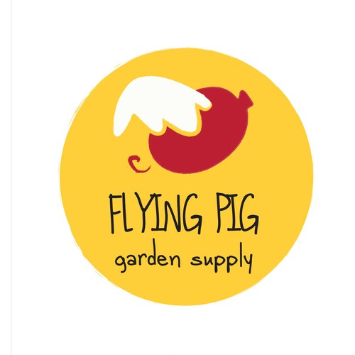 Flying logo with the title 'Playful Logo for Garden Suppy Store'