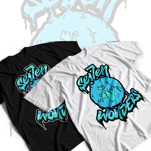 Earth t-shirt with the title 'Seven Wonders Tshirt design'