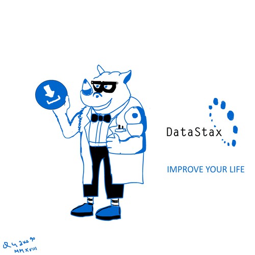 Database design with the title 'Cyborg Rhino Mascot for Database Company'