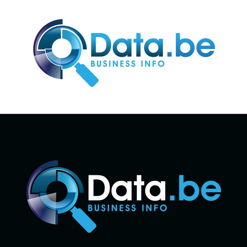 Magnifying glass logo with the title 'Logo concept for Data.be'