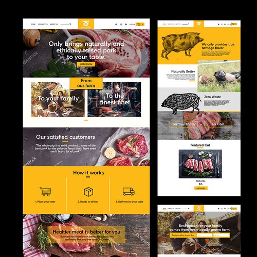 Rustic website with the title 'Pork Farm Website'